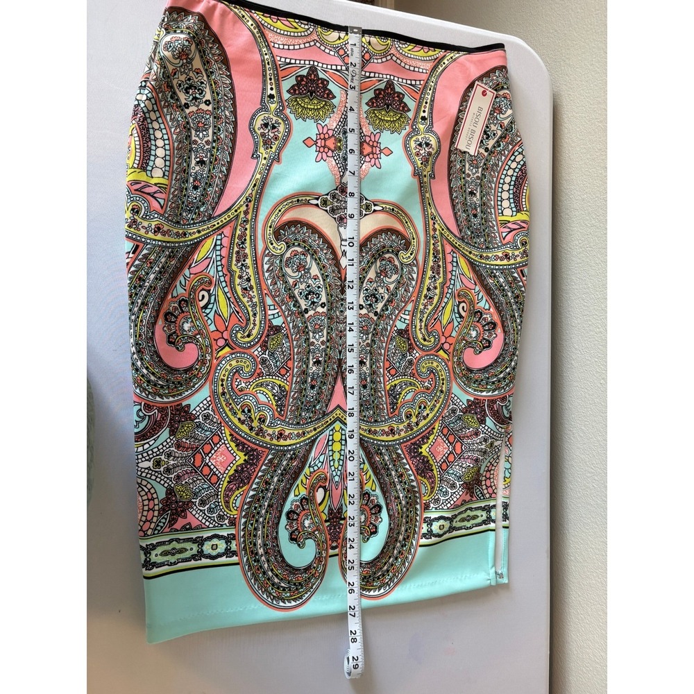 Bisou Bisou Michele Bohbot Bohemian Paisley Pencil Skirt Large NWT - Picture 9 of 10